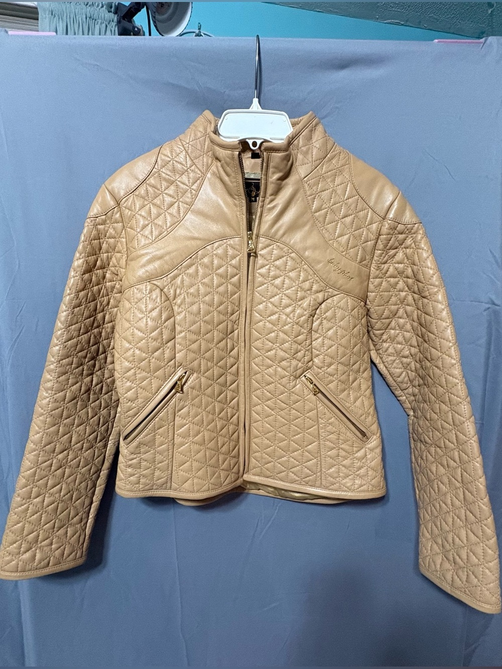 Y2K Vintage Baby Phat Quilted Genuine Leather Jacket in Tan